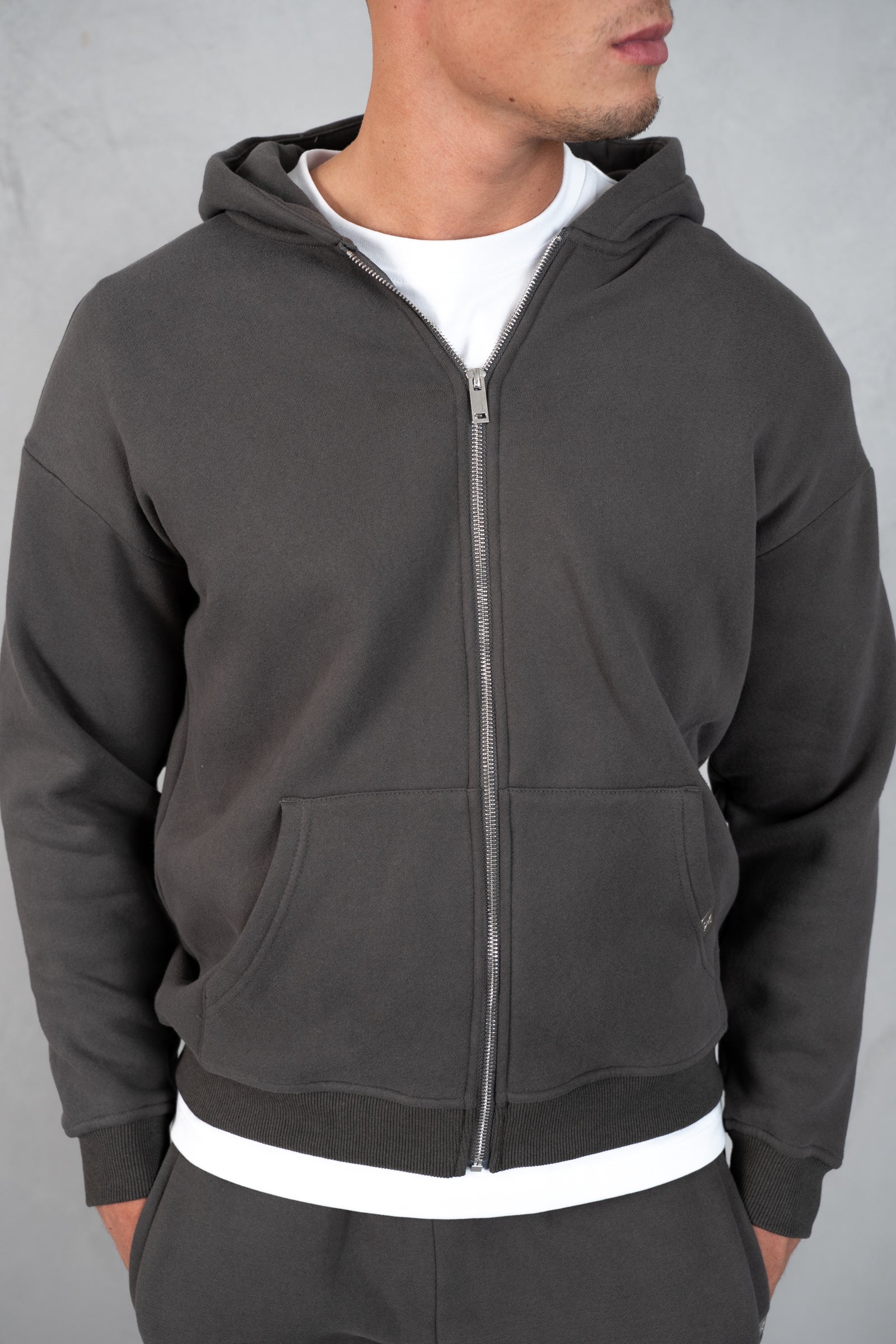 Essential Zip-Up Hoodie - Charcoal