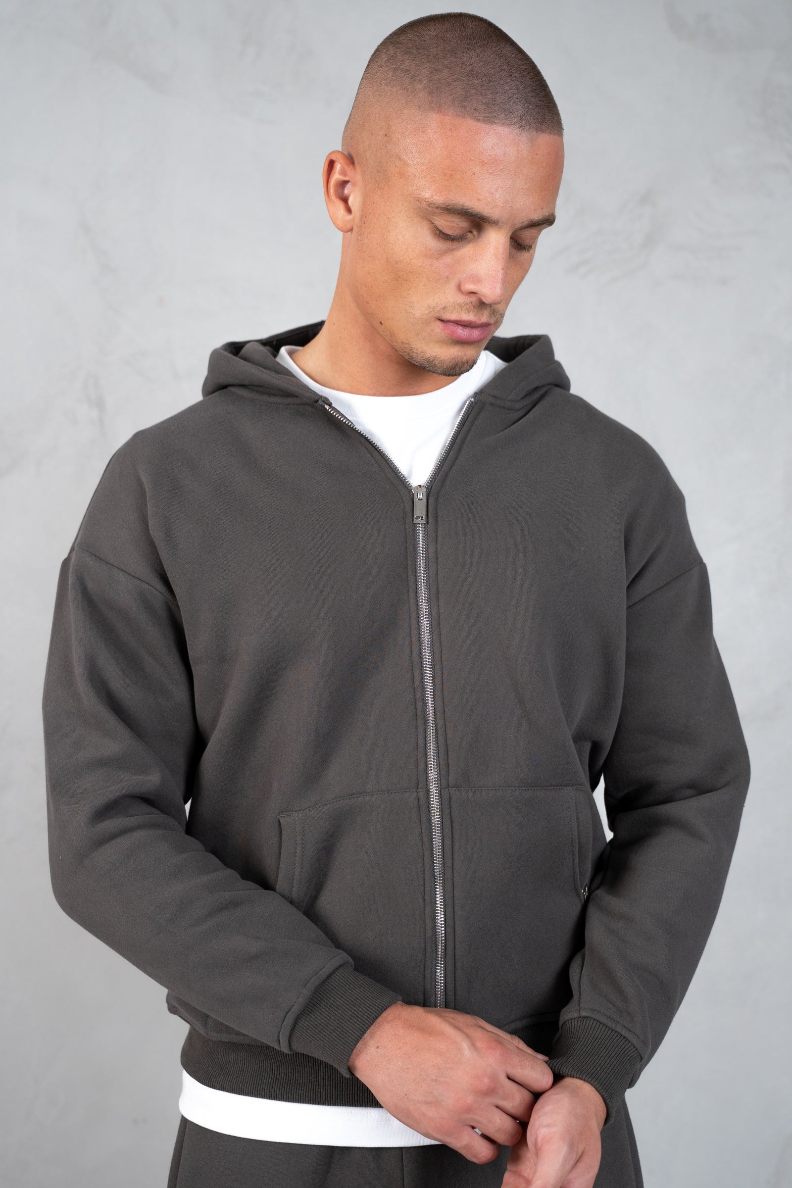 Essential Zip-Up Hoodie - Charcoal
