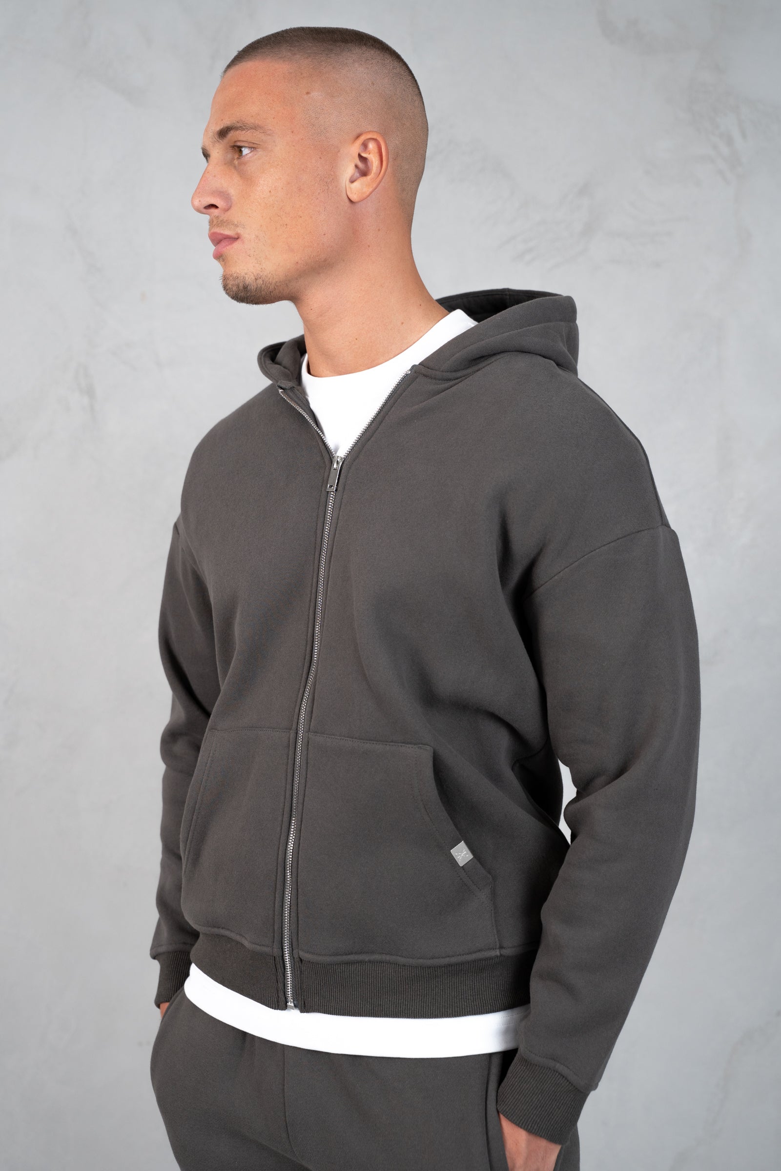 Essential Zip-Up Hoodie - Charcoal