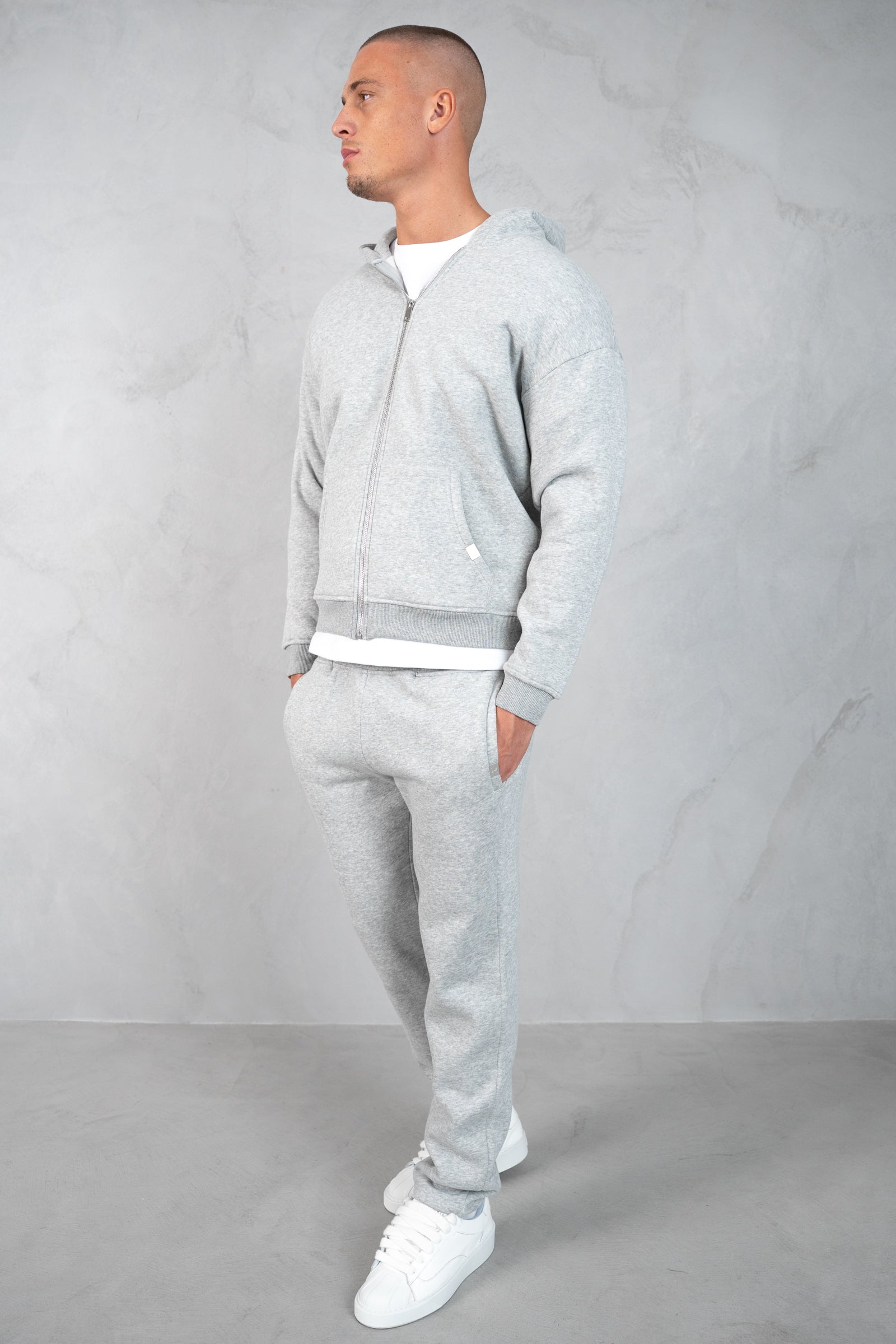 Essential Zip-Up Hoodie - Grey Marl