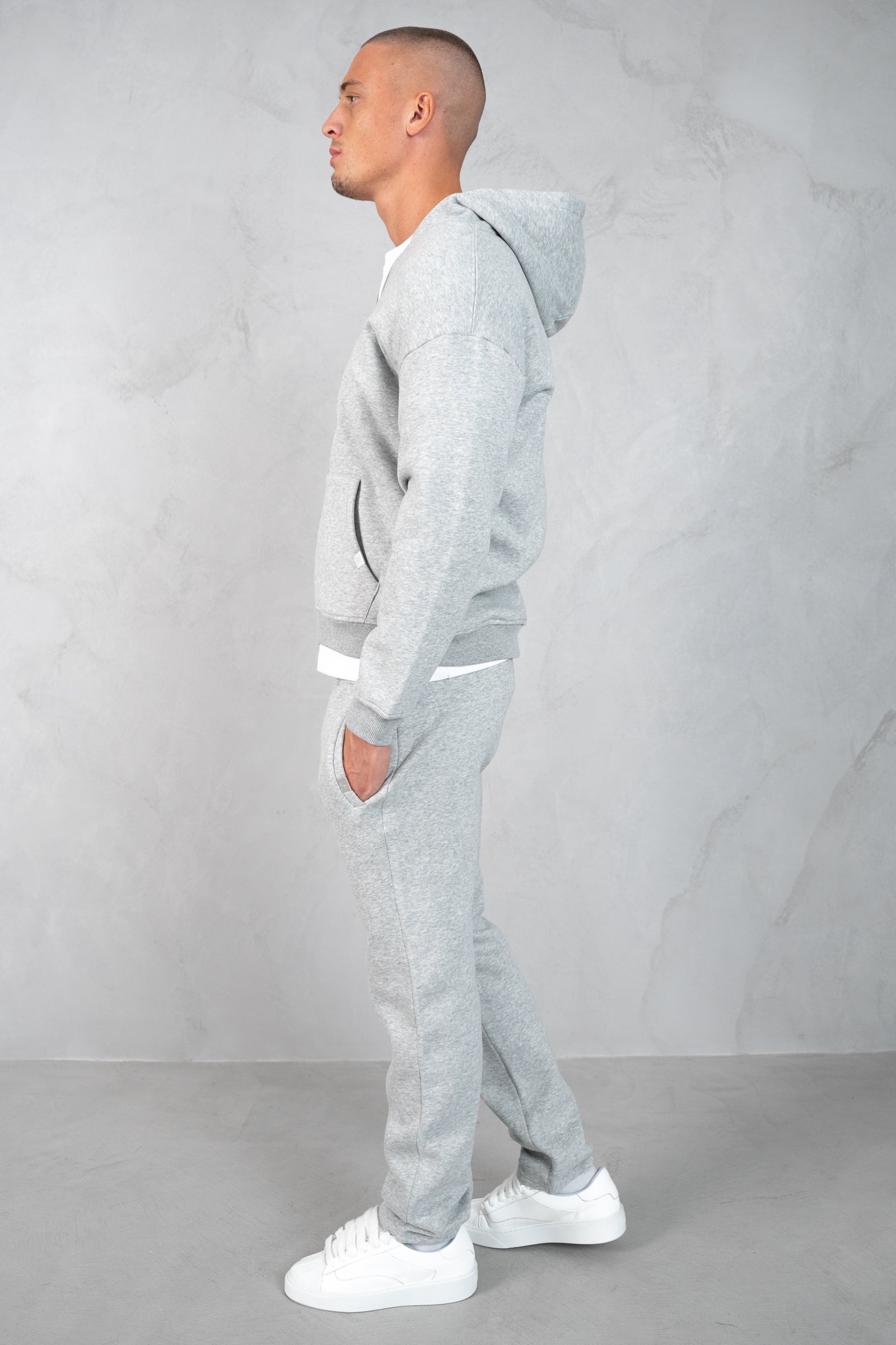 Essential Zip-Up Hoodie - Grey Marl