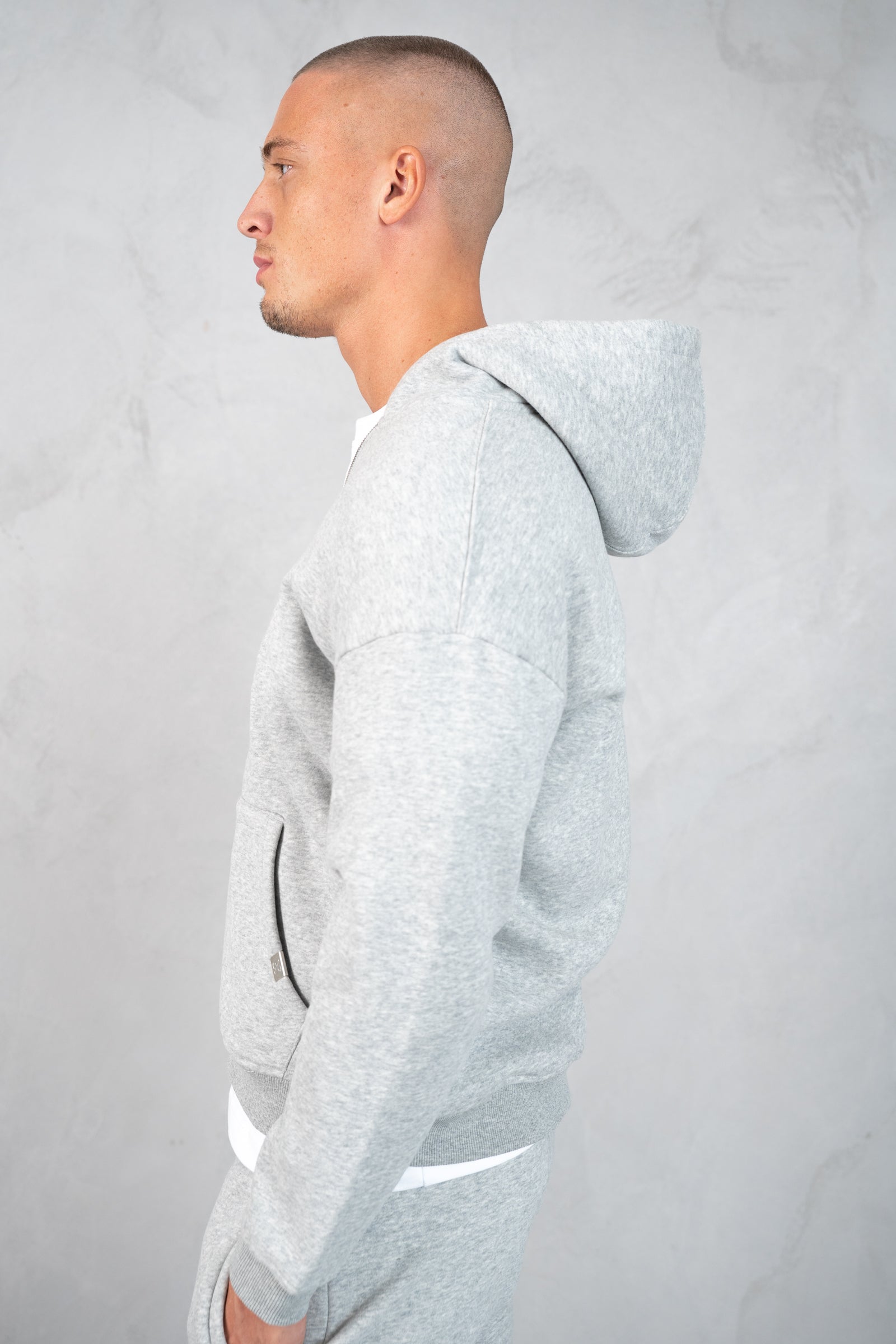 Essential Zip-Up Hoodie - Grey Marl