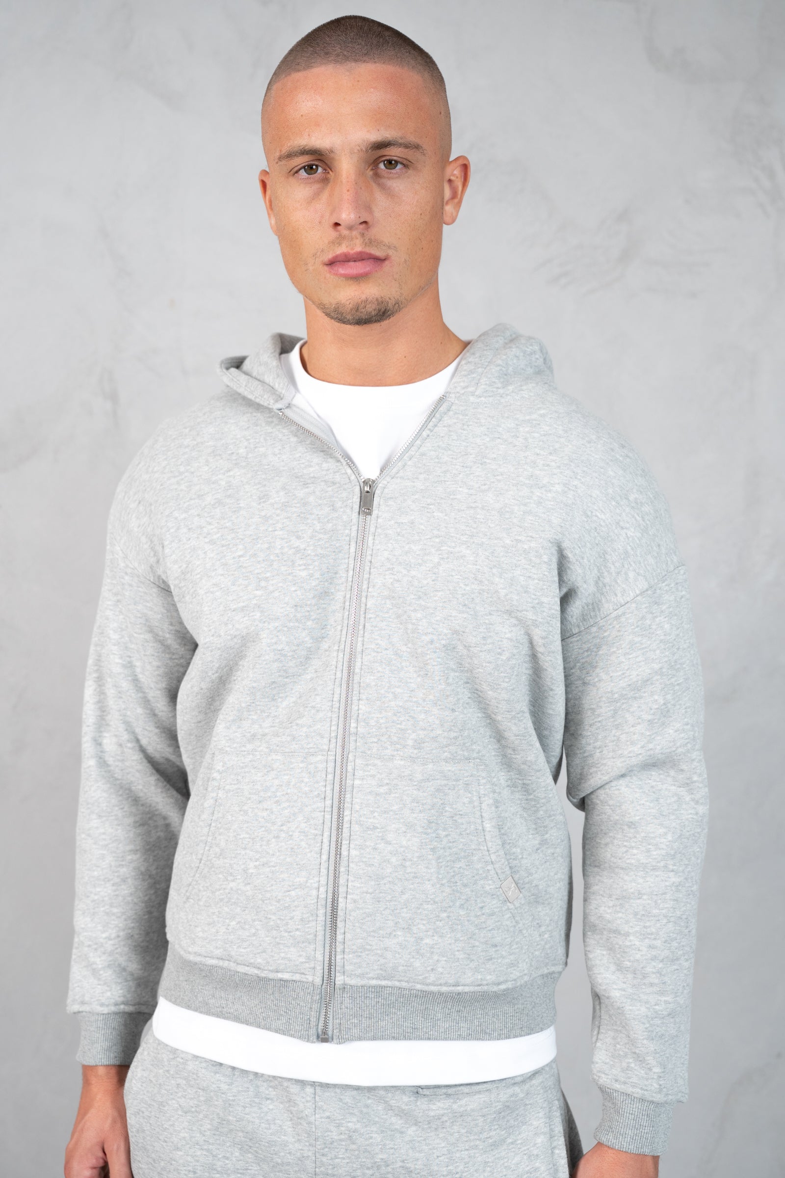 Essential Zip-Up Hoodie - Grey Marl