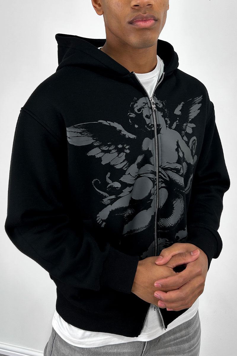 Cherub Double Zip Hoodie - Black
