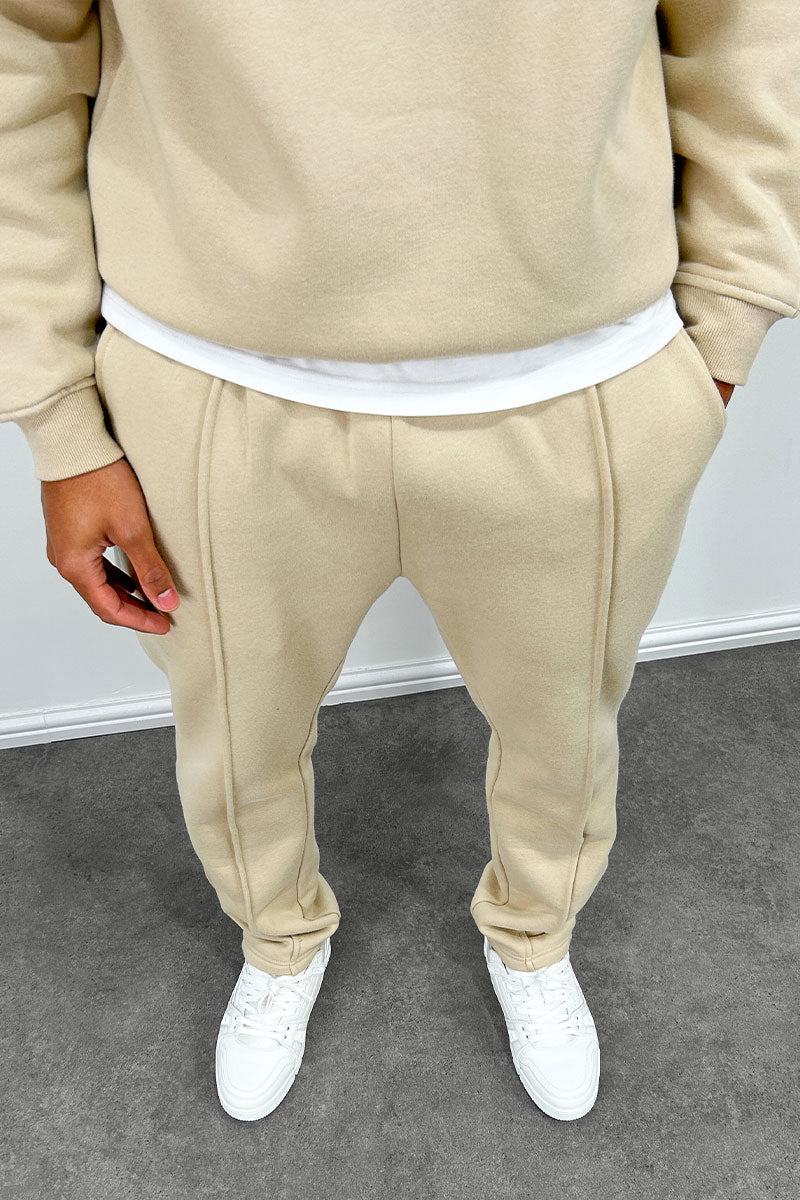 Relaxed Pintuck Joggers - Taupe