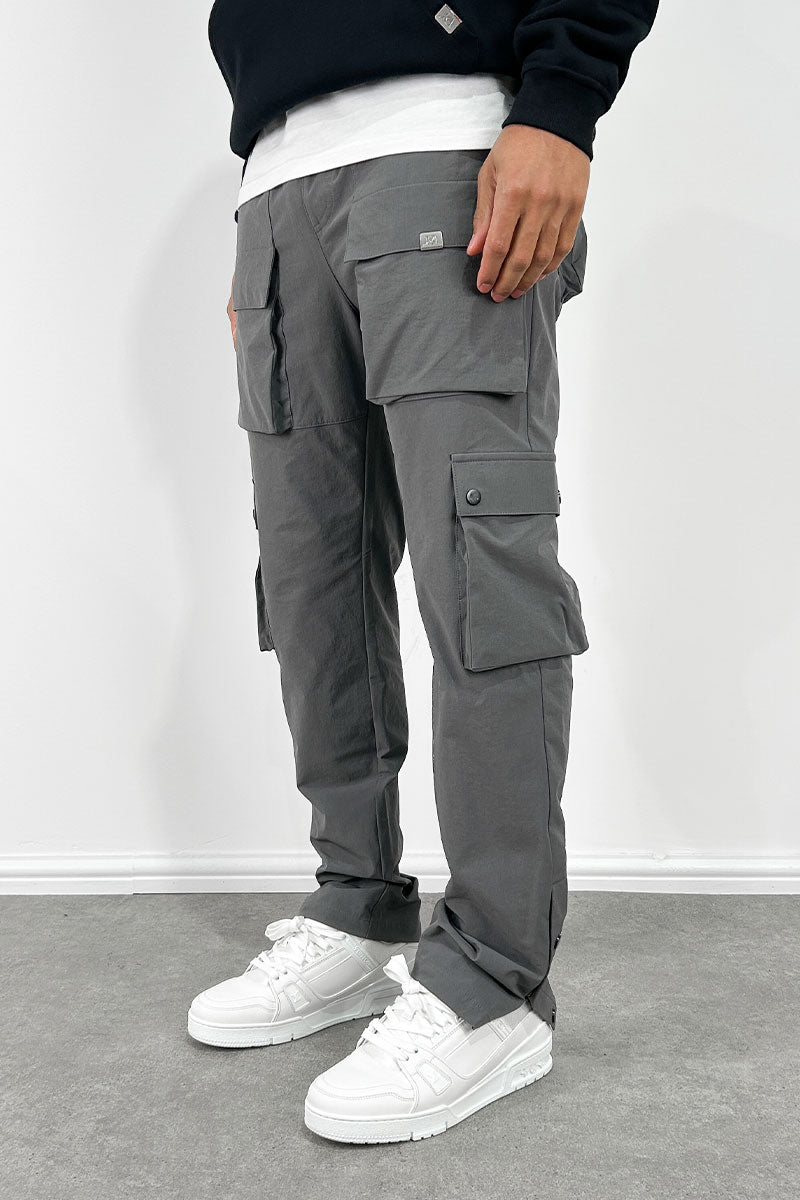 Contrast Band Snap Cargo Pant - Charcoal