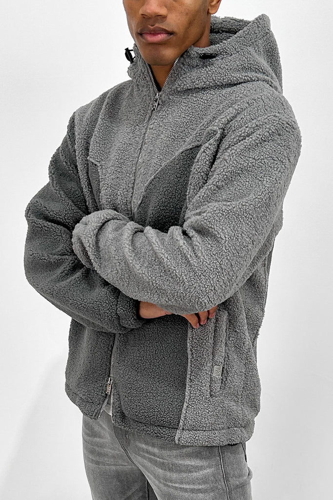 Flame Split Sherpa Pull Over - Grey/Charcoal