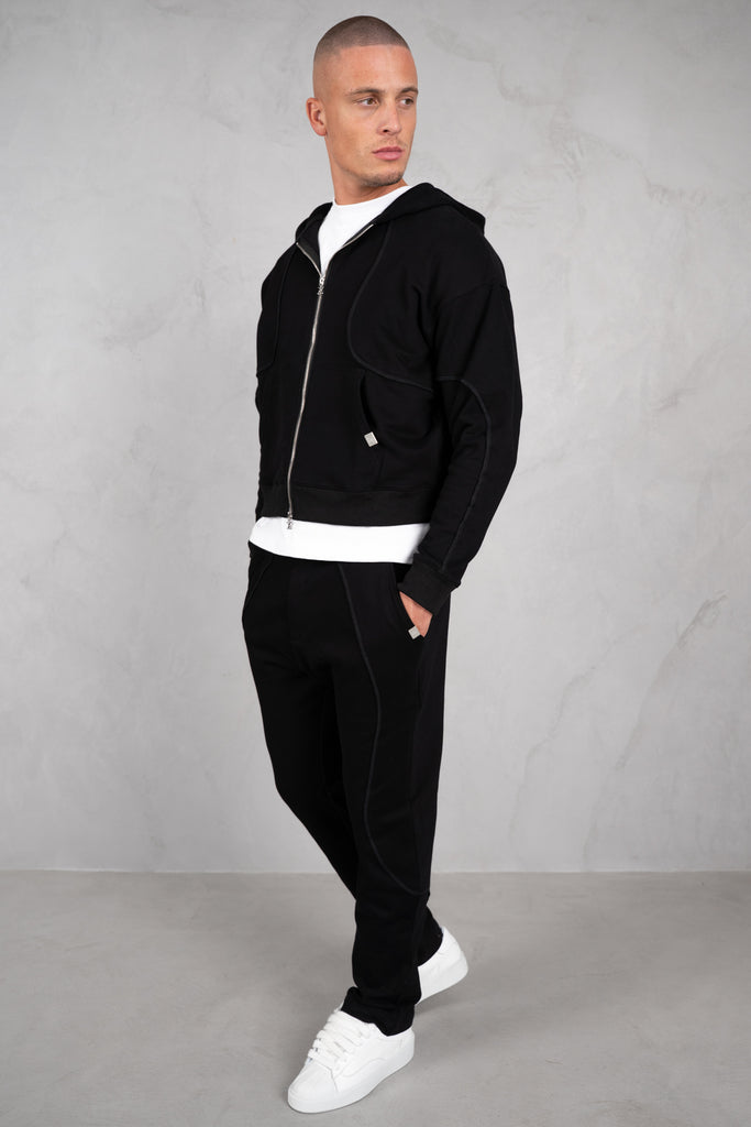 Flow Seam Boxy Hoodie - Black