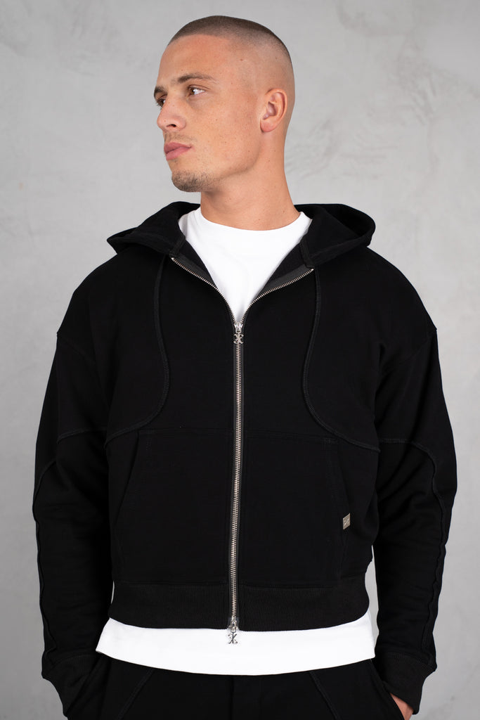 Flow Seam Boxy Hoodie - Black