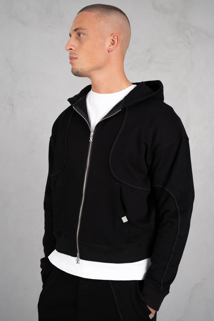 Flow Seam Boxy Hoodie - Black