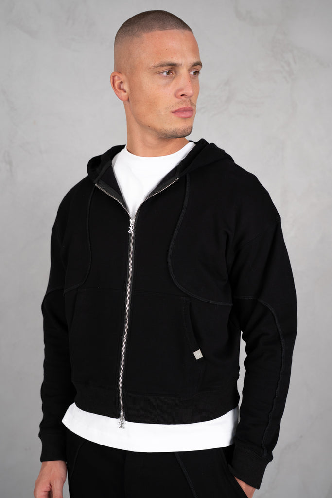 Flow Seam Boxy Hoodie - Black
