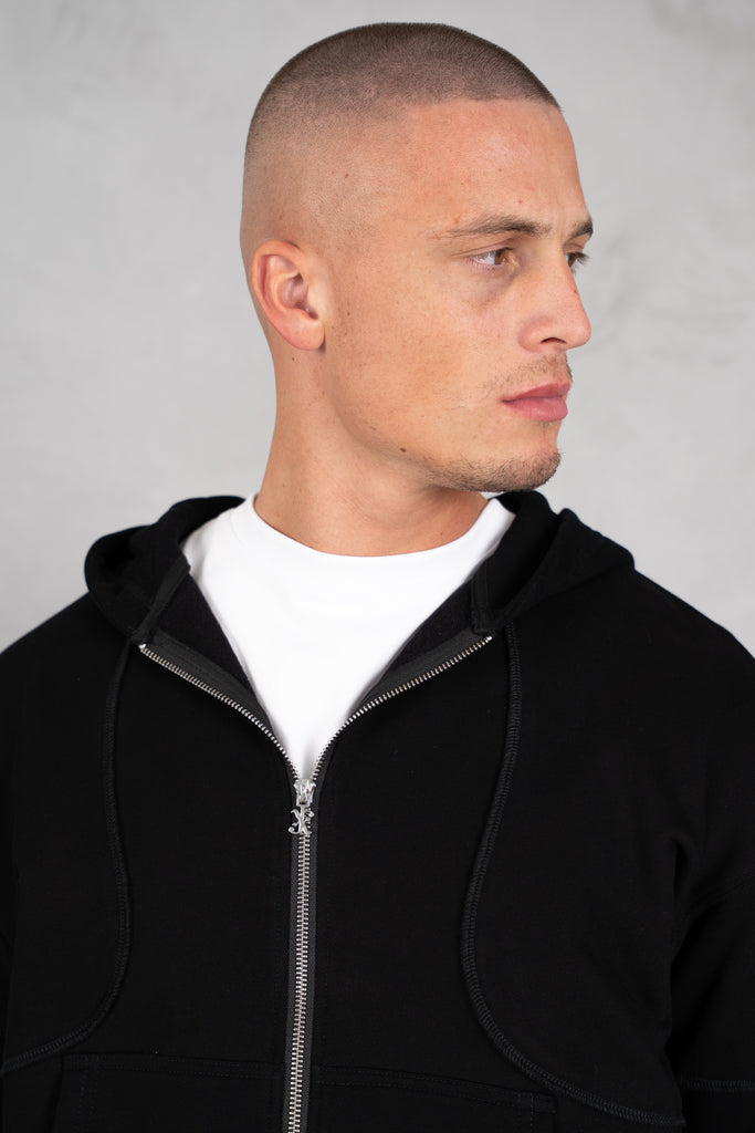 Flow Seam Boxy Hoodie - Black