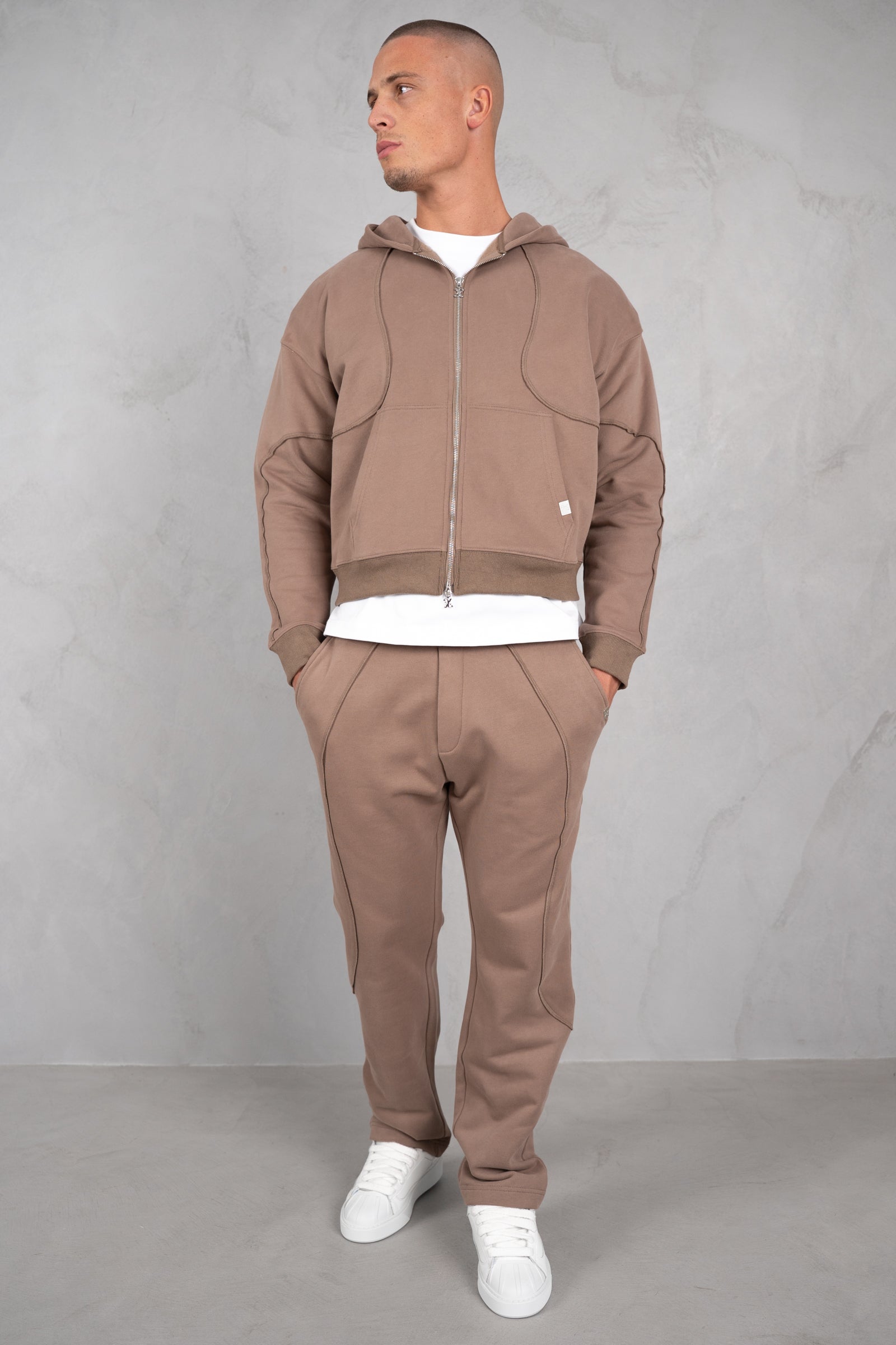 Flow Seam Boxy Hoodie - Taupe
