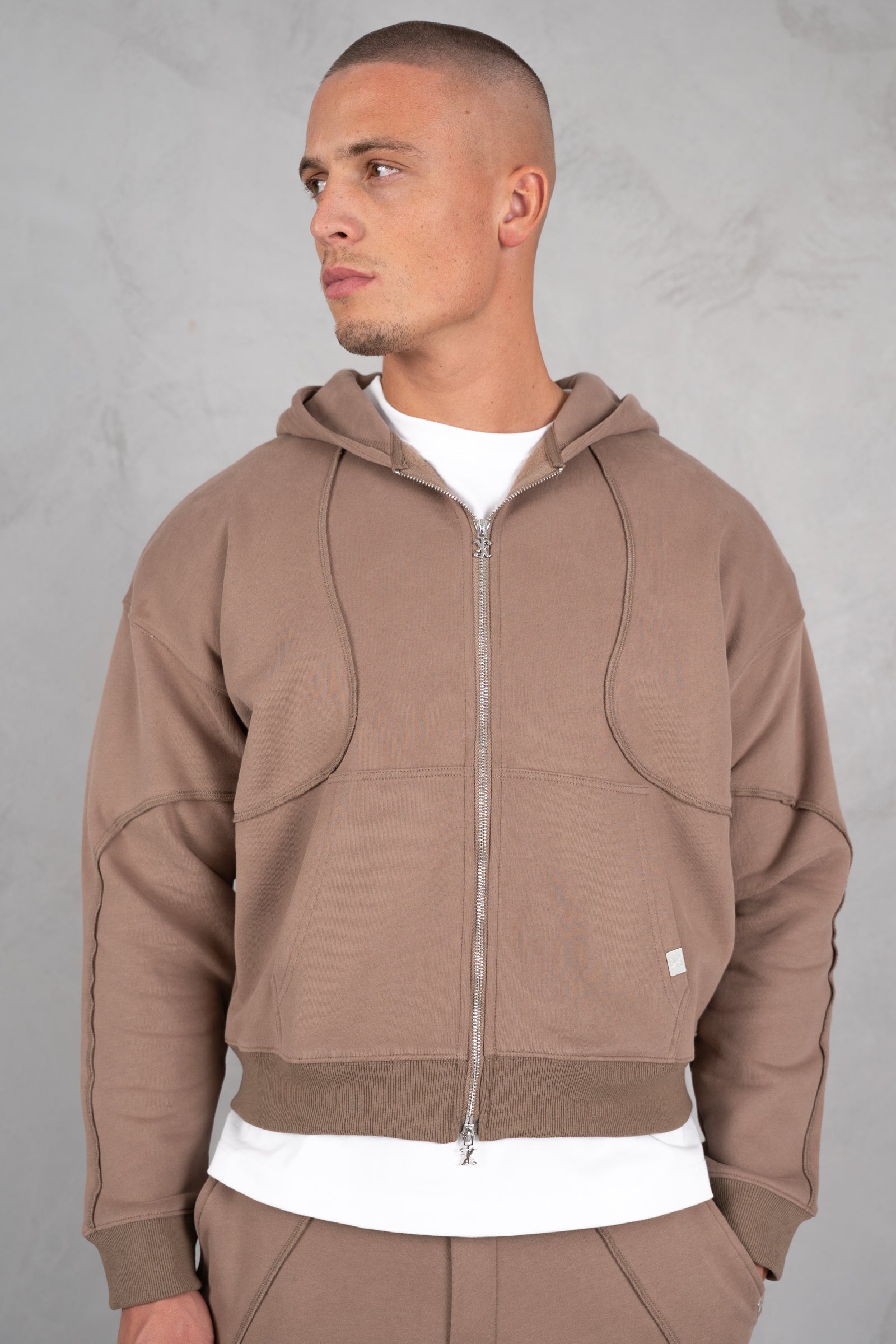 Flow Seam Boxy Hoodie - Taupe