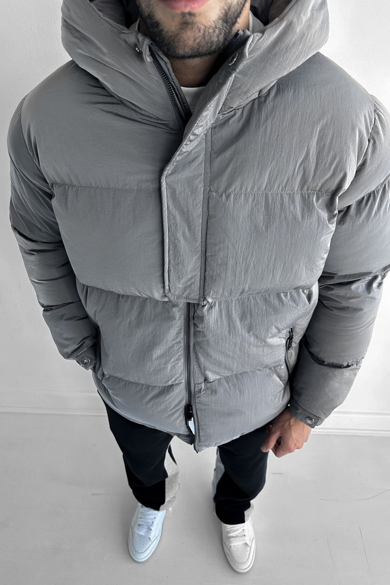 Technical Reflective Puffer Jacket - Grey