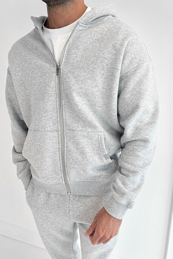 Essential Zip-Up Hoodie - Grey Marl