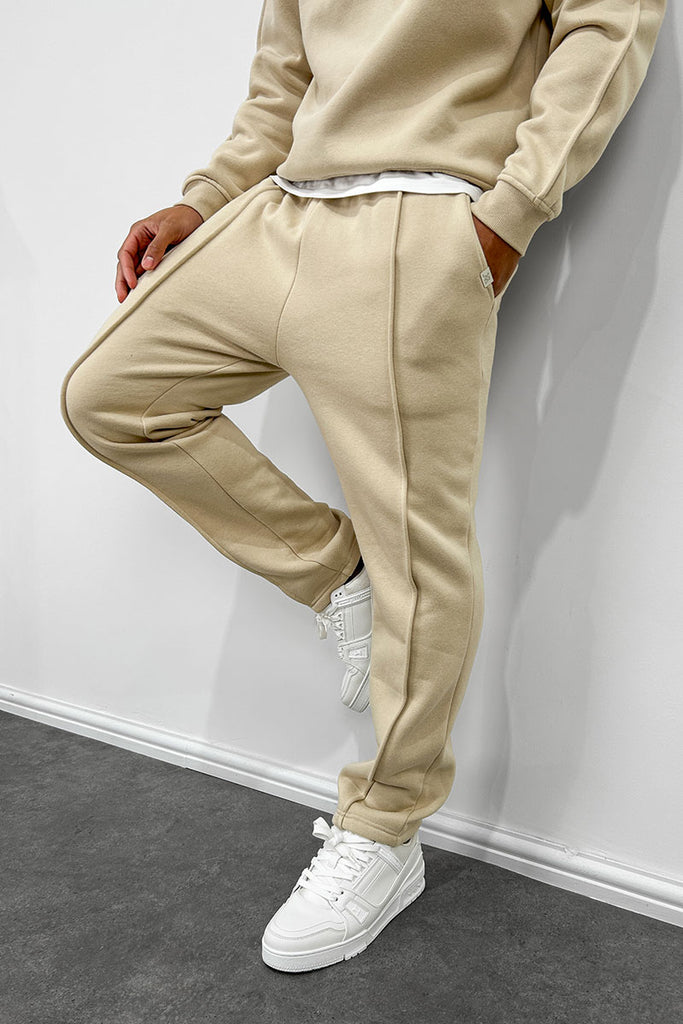 Relaxed Pintuck Joggers - Taupe