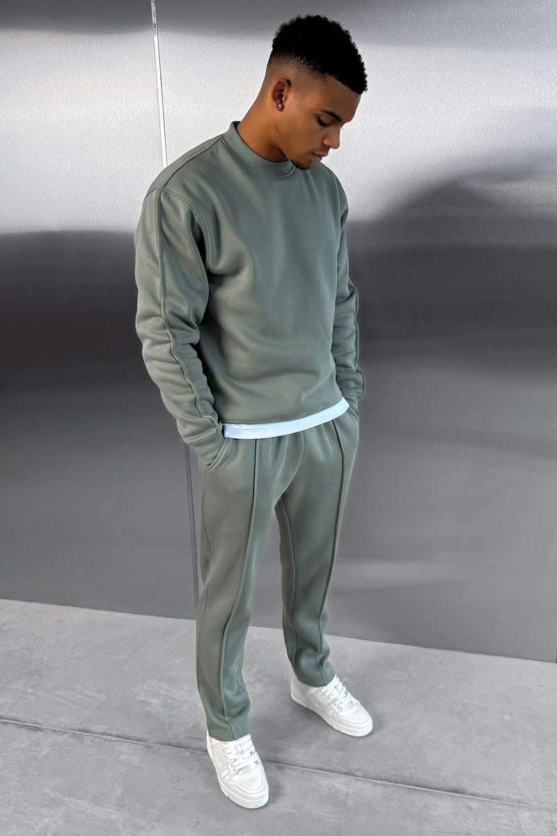 Relaxed Pintuck Joggers - Khaki