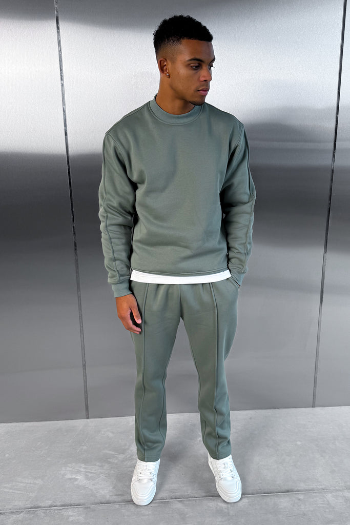 Relaxed Pintuck Joggers - Khaki