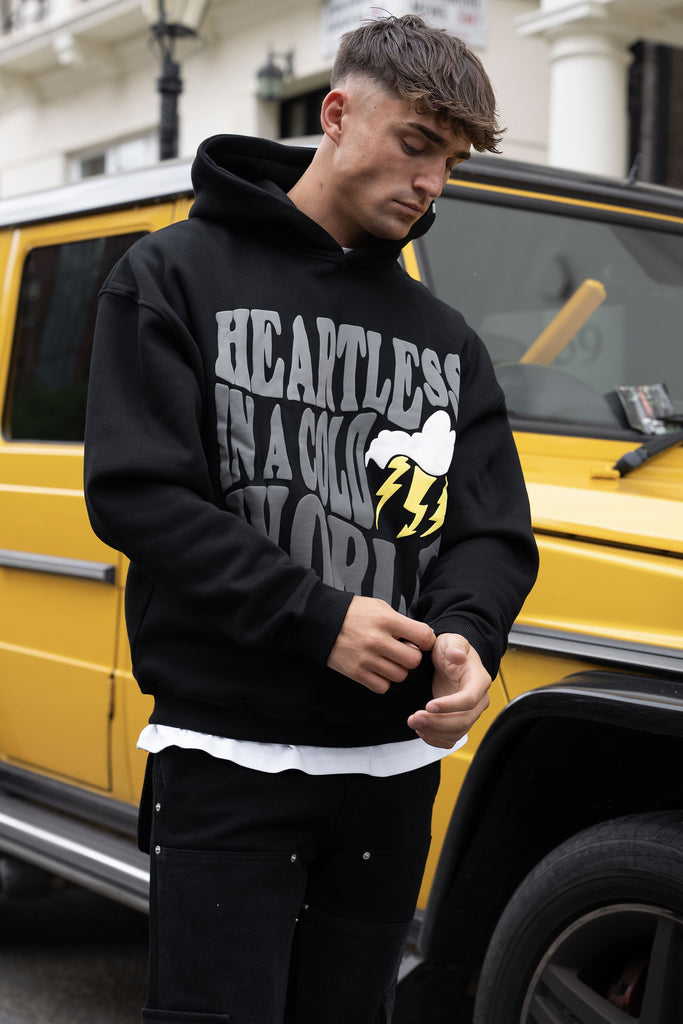 Heartless Puff Print Hoodie - Black