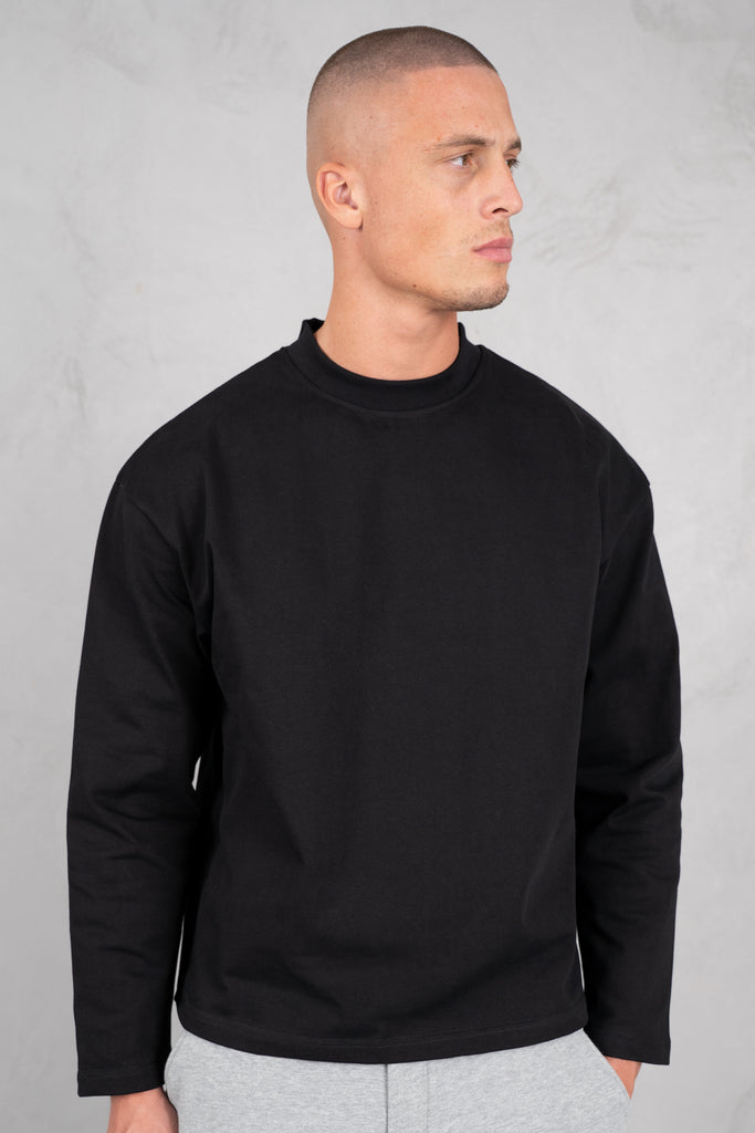 Heavyweight Essential Boxy Long Sleeve T-Shirt - Black