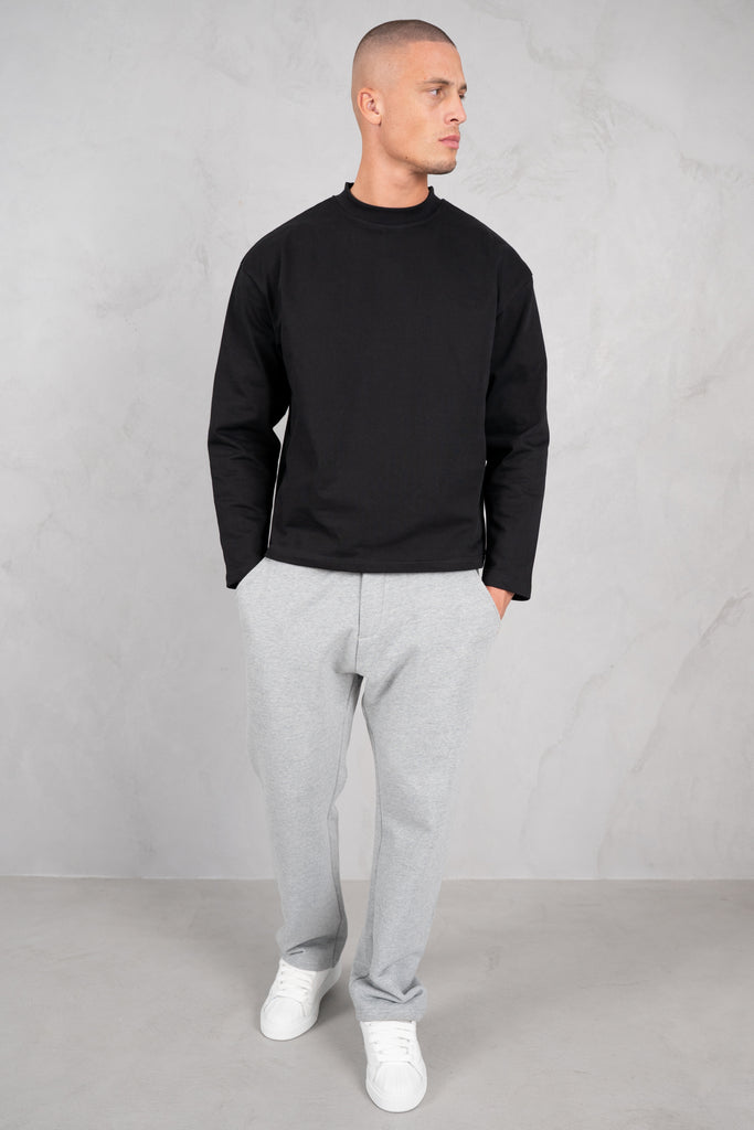 Heavyweight Essential Boxy Long Sleeve T-Shirt - Black