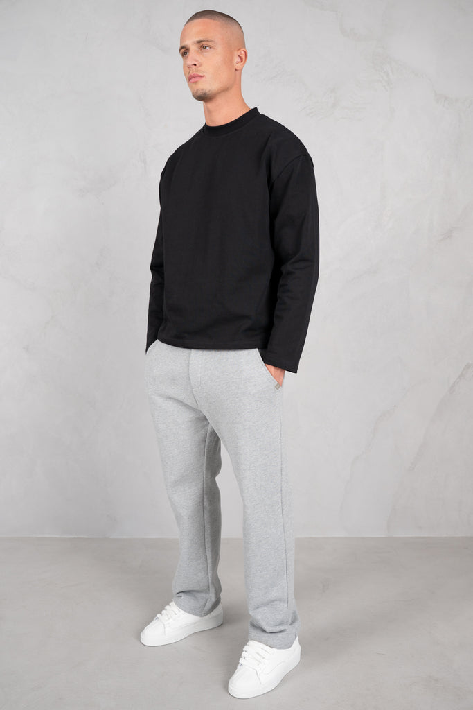 Heavyweight Essential Boxy Long Sleeve T-Shirt - Black