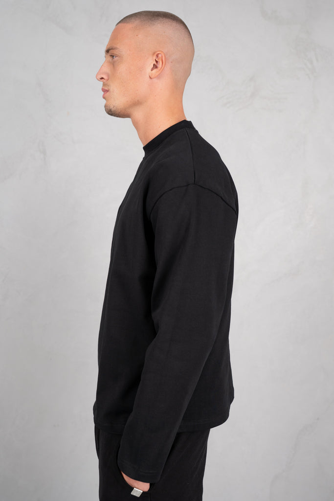 Heavyweight Essential Boxy Long Sleeve T-Shirt - Black