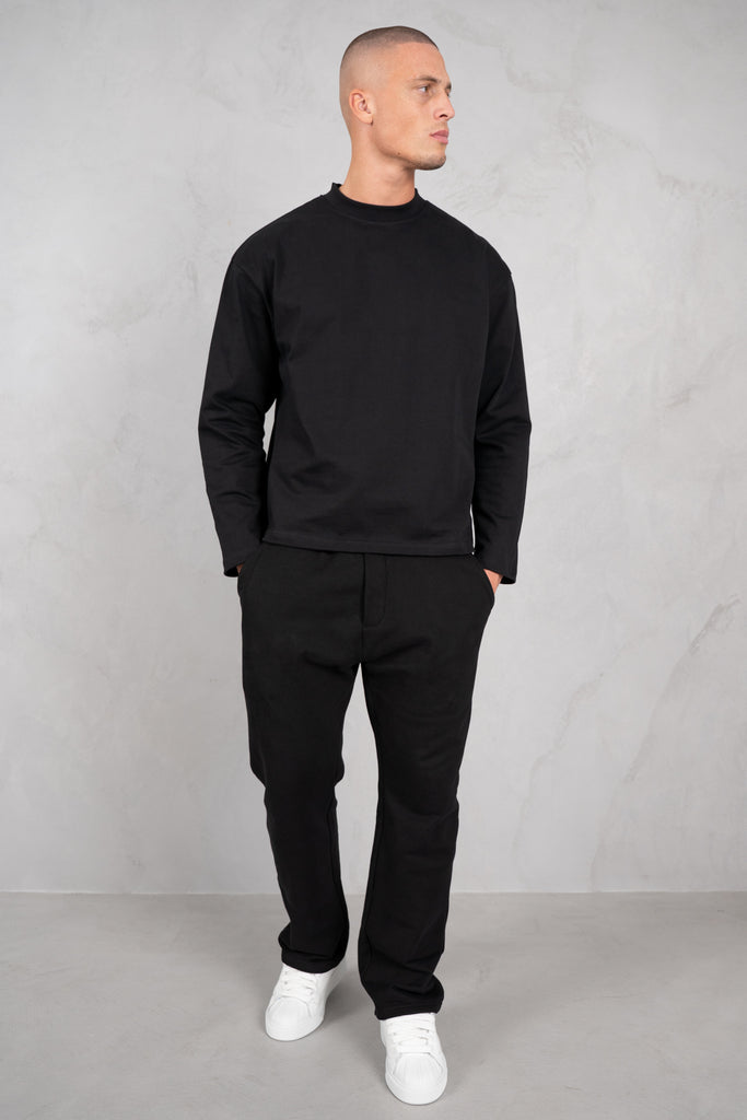 Heavyweight Essential Boxy Long Sleeve T-Shirt - Black