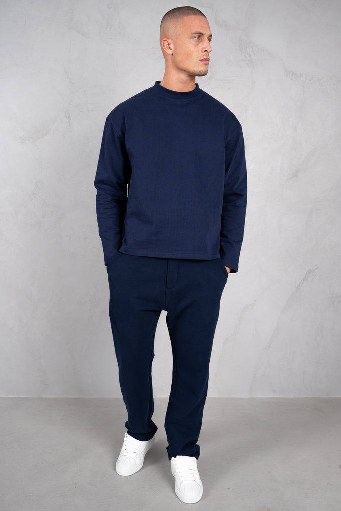 Heavyweight Essential Boxy Long Sleeve T-Shirt - Navy