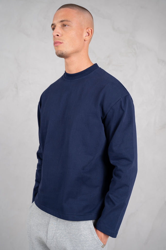 Heavyweight Essential Boxy Long Sleeve T-Shirt - Navy