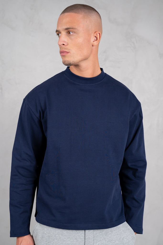 Heavyweight Essential Boxy Long Sleeve T-Shirt - Navy