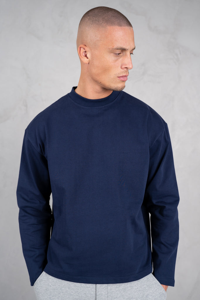 Heavyweight Essential Boxy Long Sleeve T-Shirt - Navy