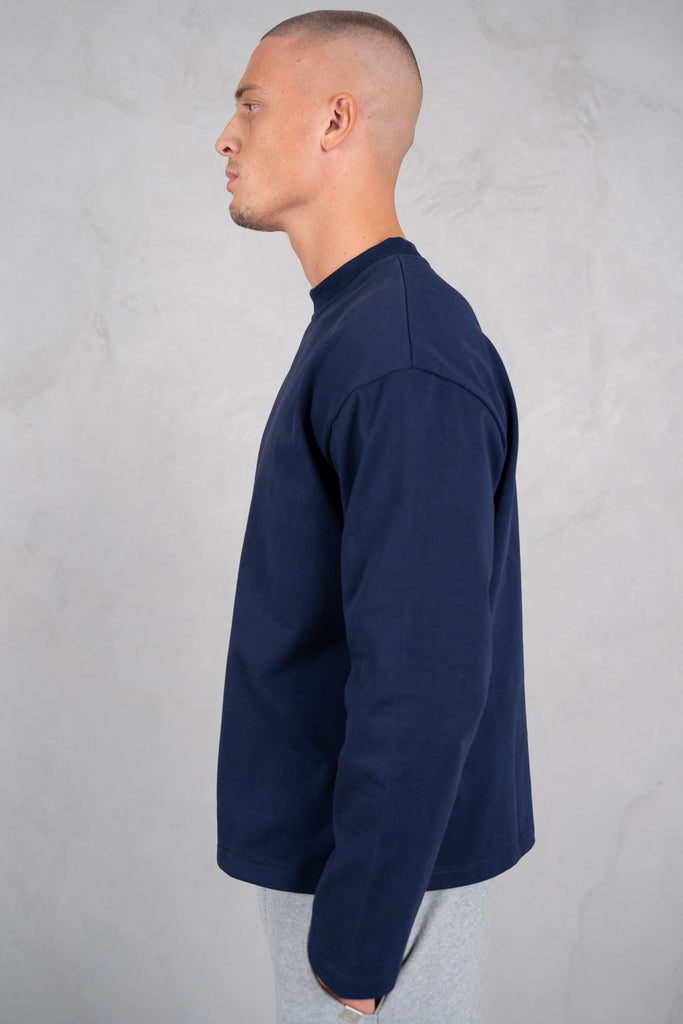 Heavyweight Essential Boxy Long Sleeve T-Shirt - Navy