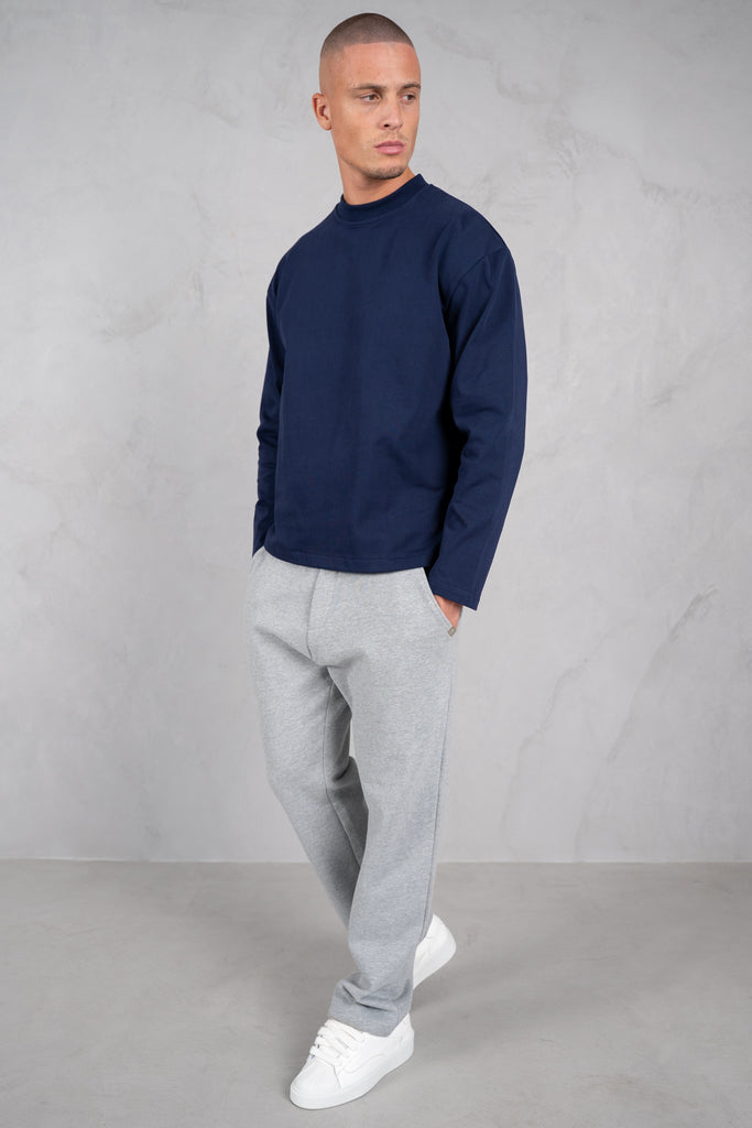 Heavyweight Essential Boxy Long Sleeve T-Shirt - Navy