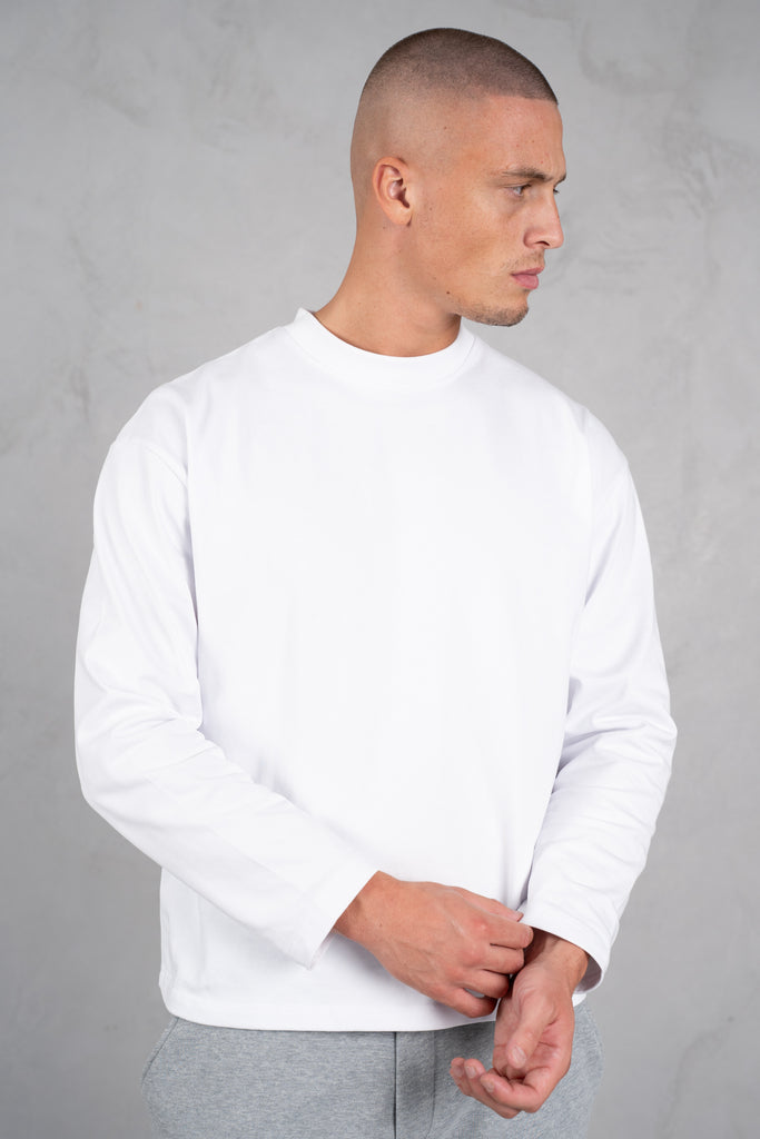 Heavyweight Essential Boxy Long Sleeve T-Shirt - White