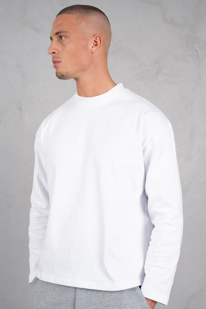 Heavyweight Essential Boxy Long Sleeve T-Shirt - White