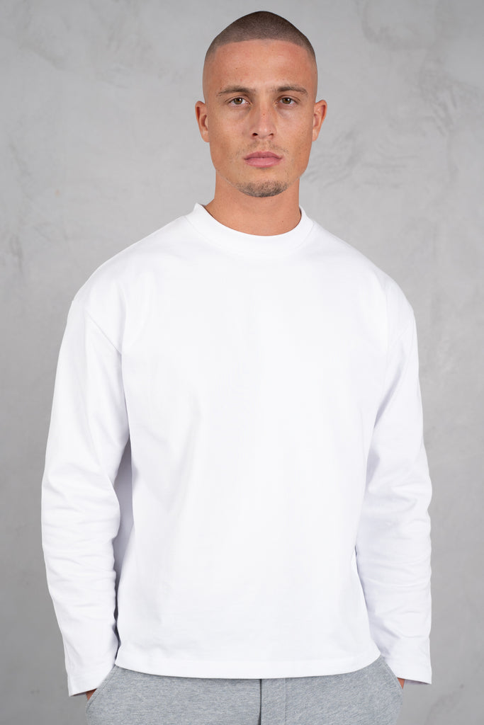 Heavyweight Essential Boxy Long Sleeve T-Shirt - White