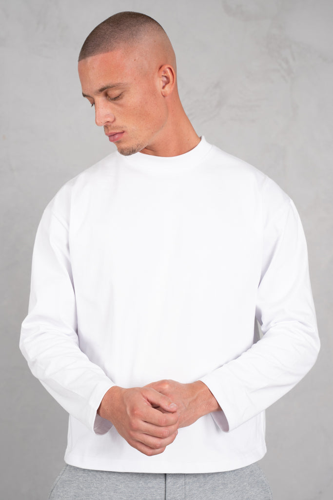 Heavyweight Essential Boxy Long Sleeve T-Shirt - White