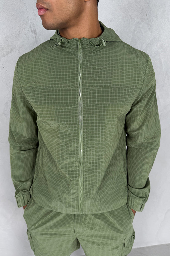 Ripstop Windbreaker Jacket - Olive
