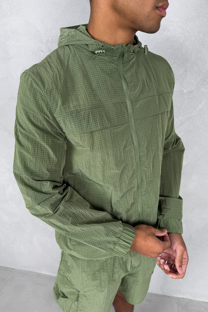 Ripstop Windbreaker Jacket - Olive