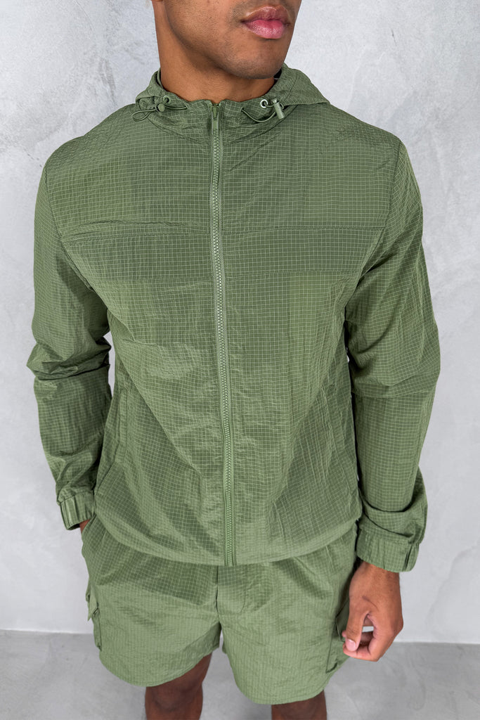 Ripstop Windbreaker Jacket - Olive