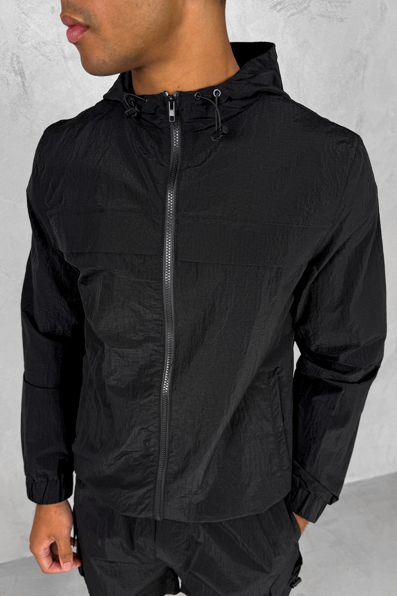 Ripstop Windbreaker Jacket - Black