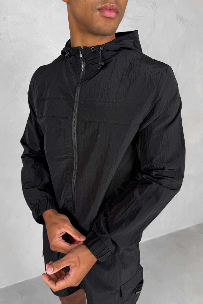 Ripstop Windbreaker Jacket - Black
