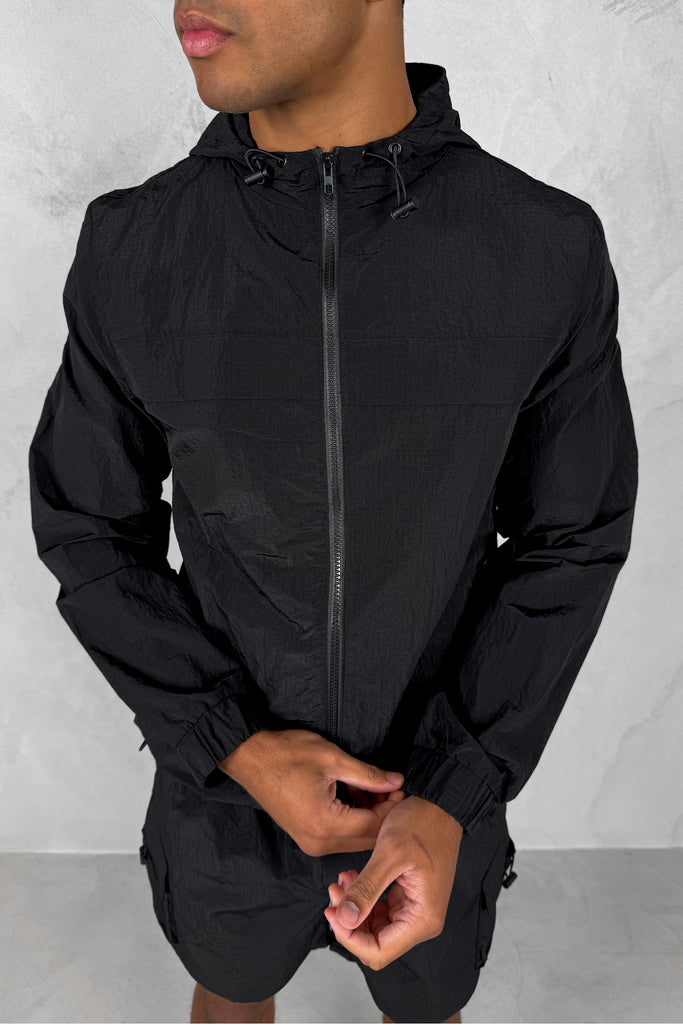 Ripstop Windbreaker Jacket - Black