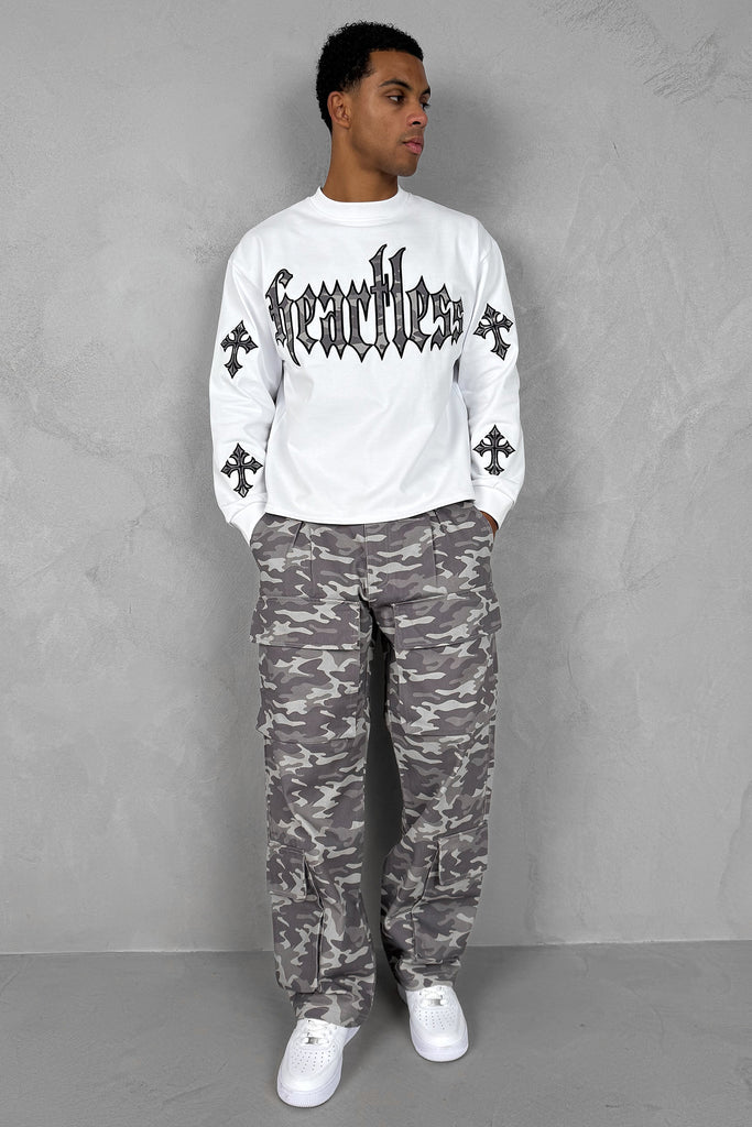Relaxed Camo Denim Cargo Pant - Grey Camo