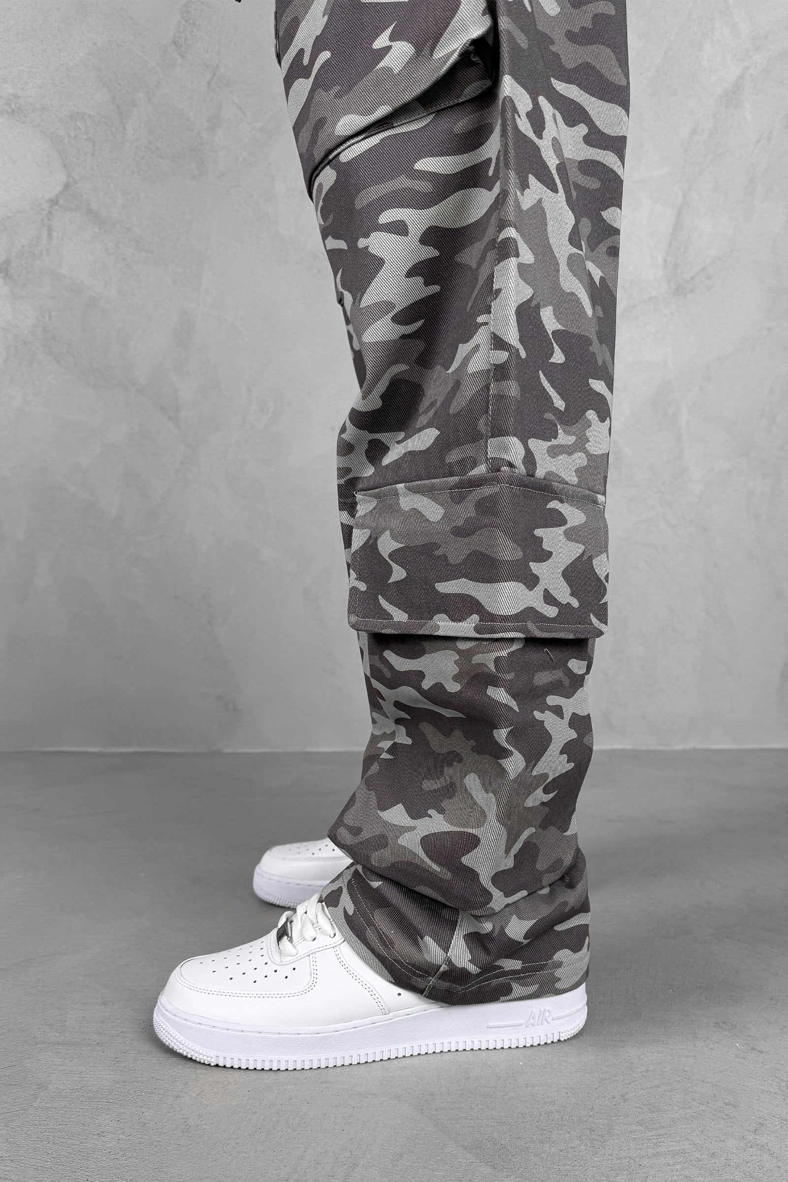 Relaxed Camo Denim Cargo Pant - Grey Camo