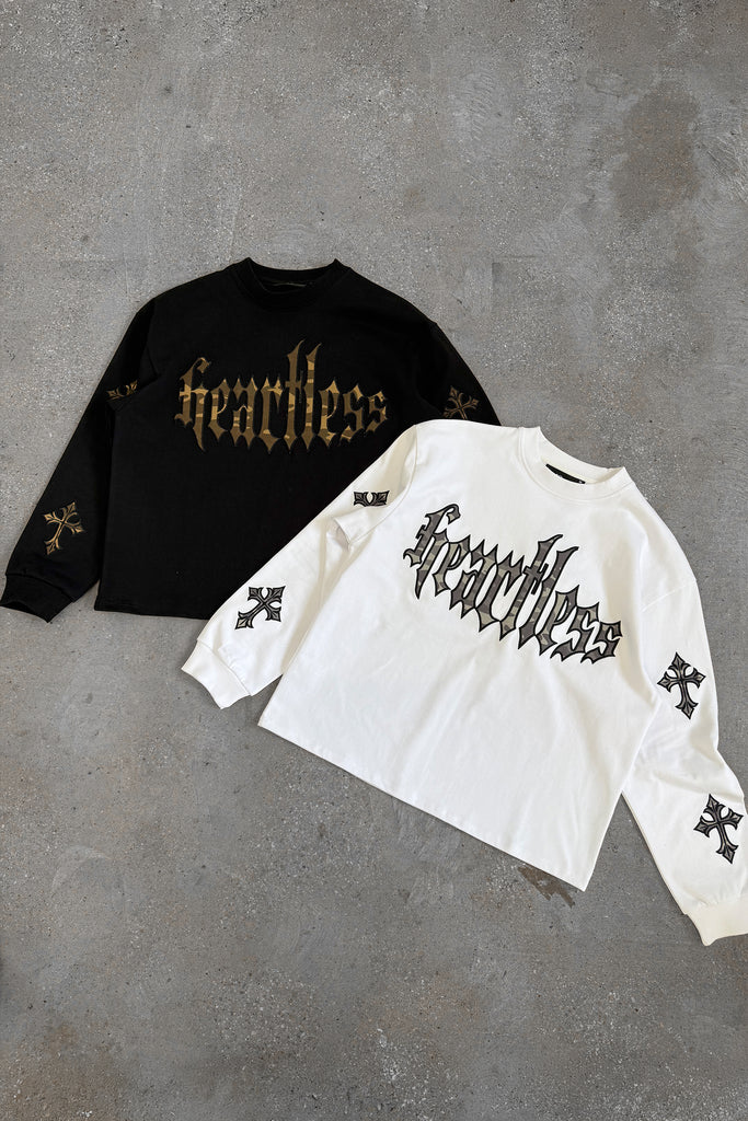 Heartless Boxy Long Sleeve Camo T-Shirt - White