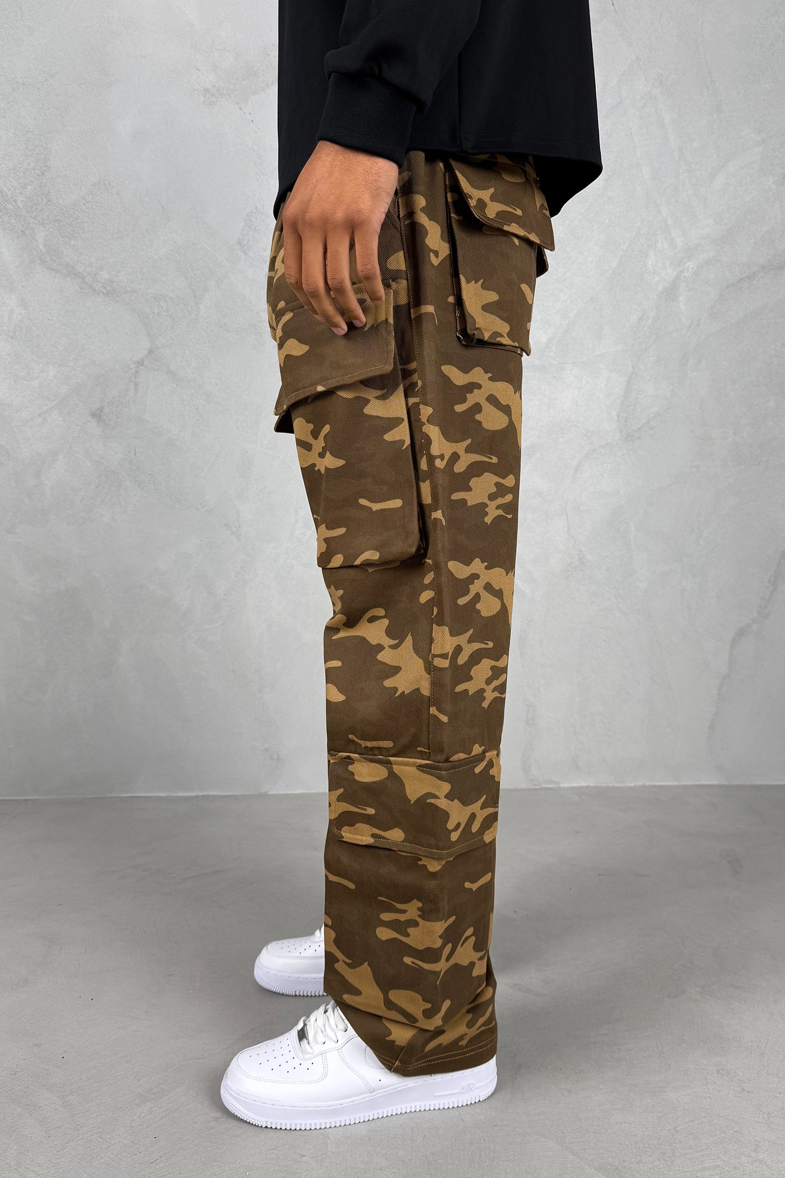 Relaxed Camo Denim Cargo Pant - Sand Camo
