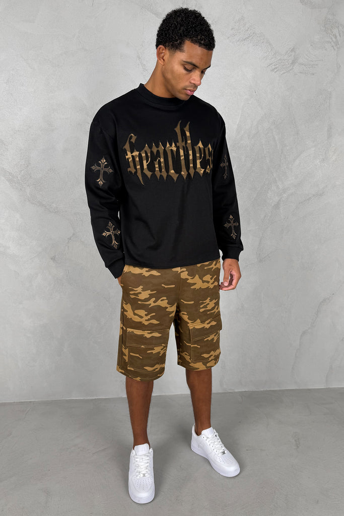 Relaxed Camo Cargo Shorts - Sand Camo